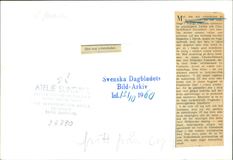 Stockholm School of Work for homework and professional sewing: Vocational School. - Vintage Photograph