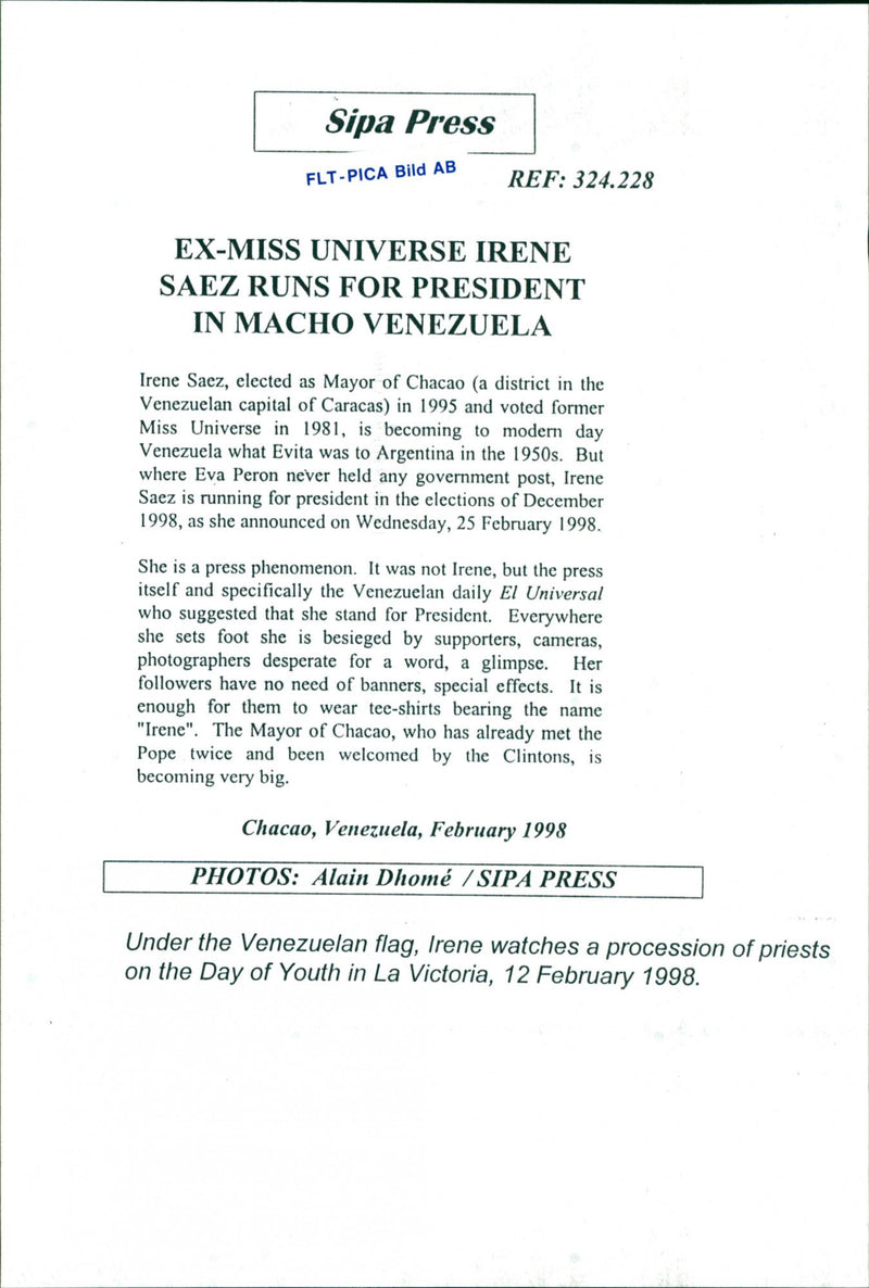 Irene Saez. Venezuelan politician. - Vintage Photograph