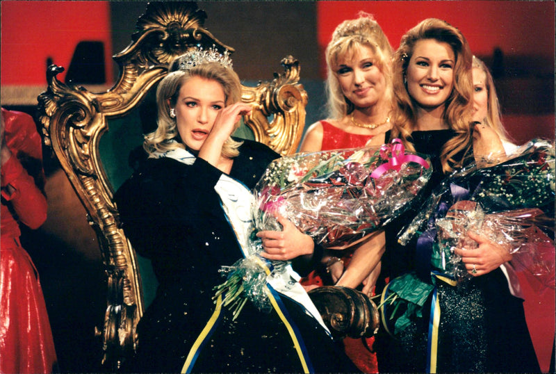 Miss Annika Duckmark from Västergötland Crowned as Miss Sweden 1996 in Stockholm - Vintage Photograph