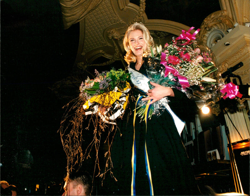 Miss Annika Duckmark from Västergötland Crowned as Miss Sweden 1996 in Stockholm - Vintage Photograph