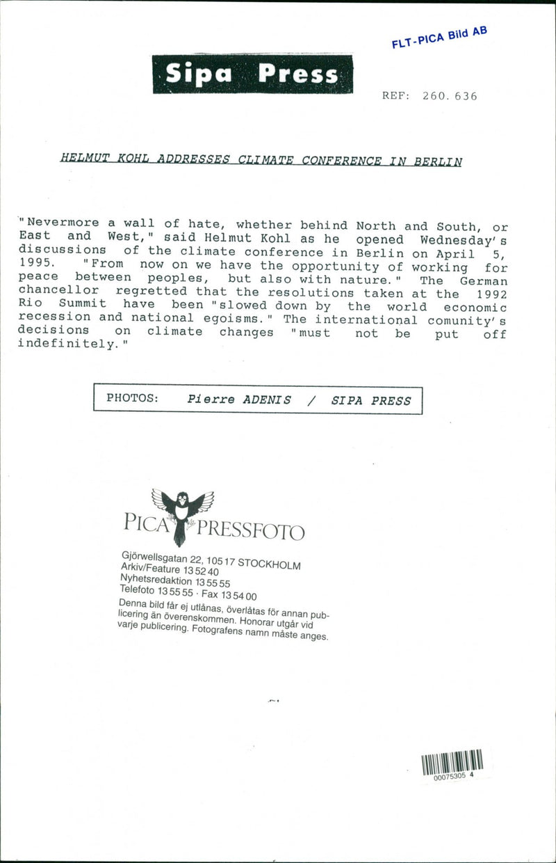 Helmut Kohl. - Vintage Photograph