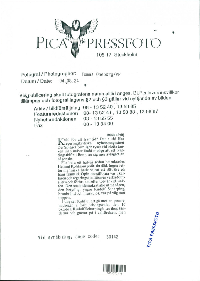 Helmut Kohl, politician West Germany. - Vintage Photograph