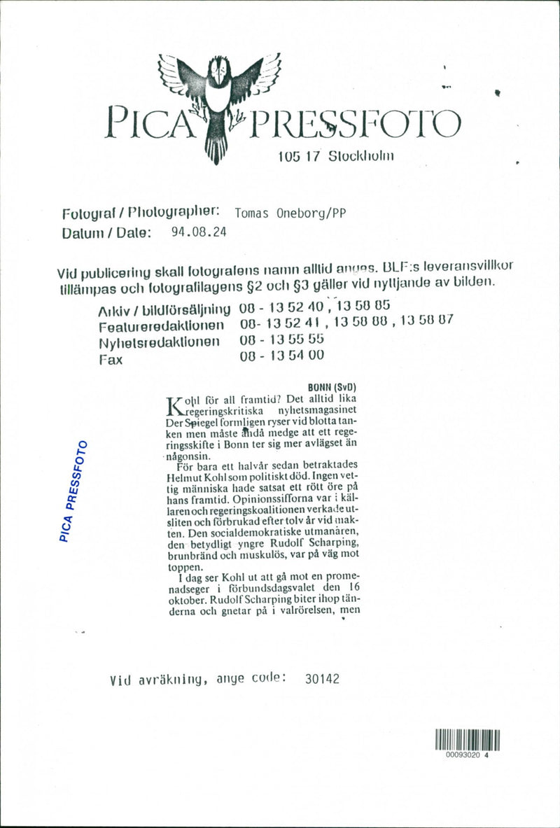 Helmut Kohl, politician West Germany. - Vintage Photograph