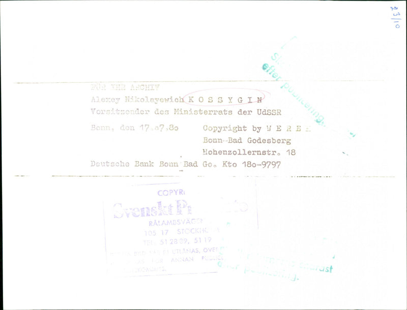 Alexei Kosygin, Politician Soviet - Vintage Photograph