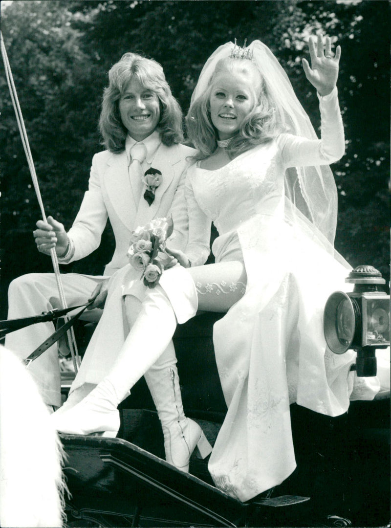 Lena Skoog newlyweds with Alan Whitehead from The Marmalade pop group - Vintage Photograph