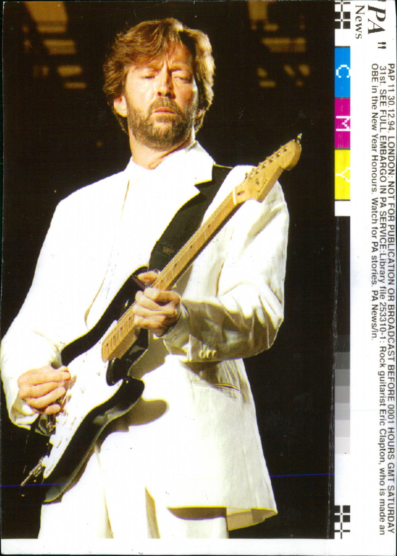 Rock guitarist Eric Clapton, who is made an OBE in the New Year Honours - Vintage Photograph