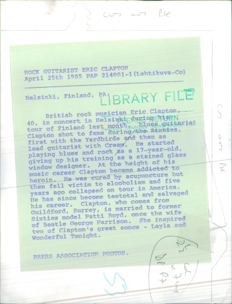 Rock Guitarist, Eric Clapton. - Vintage Photograph