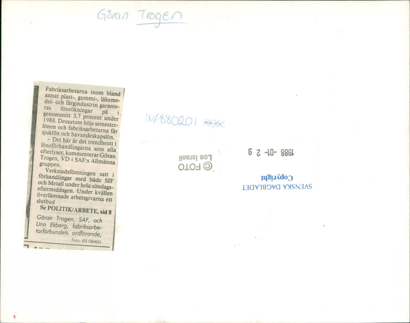 Goran Trogen and Uno Ekberg. - Vintage Photograph