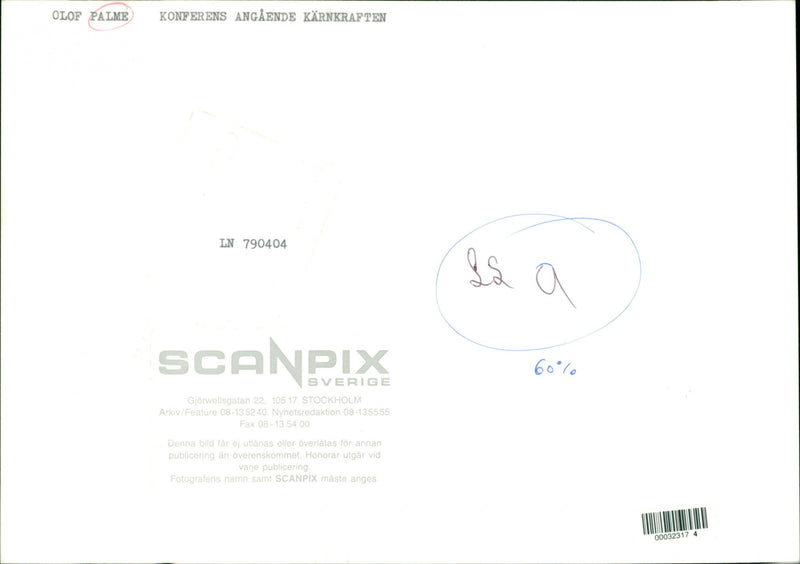 Olof Palme, Conference on Nuclear Power - Vintage Photograph