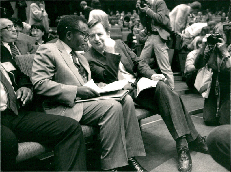 Prime Minister of Sweden Olof Palme and South African Politician Oliver Tambo. - Vintage Photograph