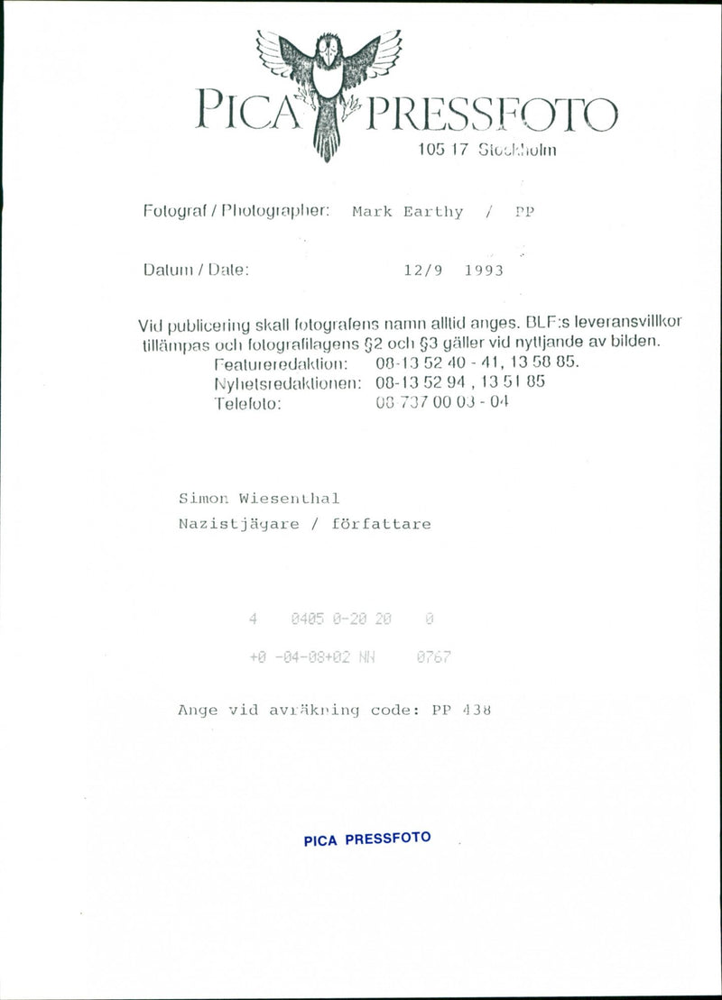Writer and Founder of an Archive in Vienna Simon Wiesenthal - Vintage Photograph