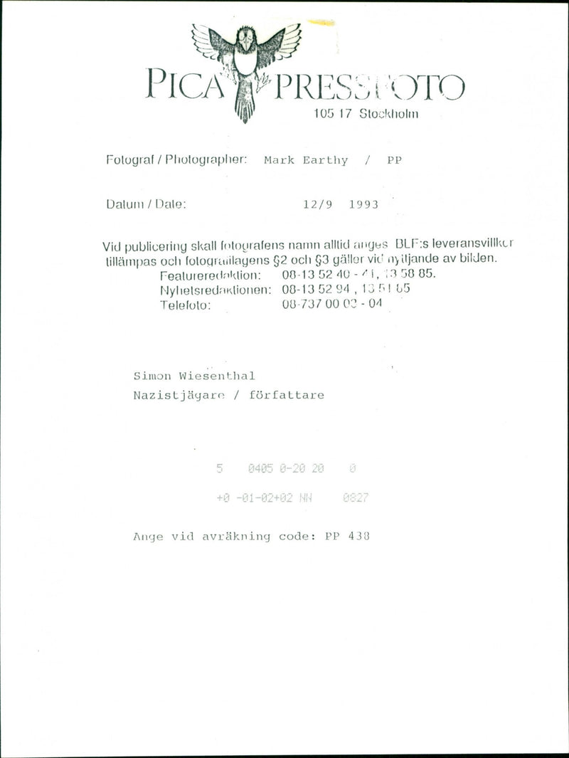 Writer and Founder of an Archive in Vienna Simon Wiesenthal - Vintage Photograph