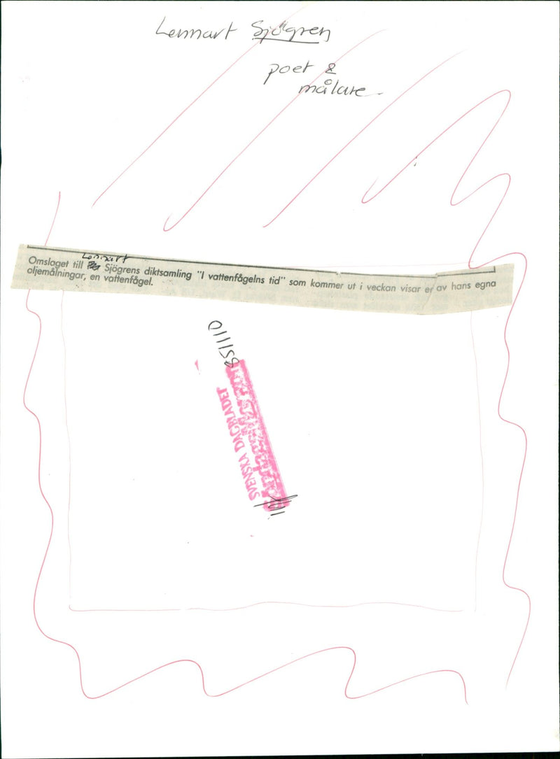 LENNART SJOGREN WATER DICT BONNIERS PER COMES SHO POET - Vintage Photograph