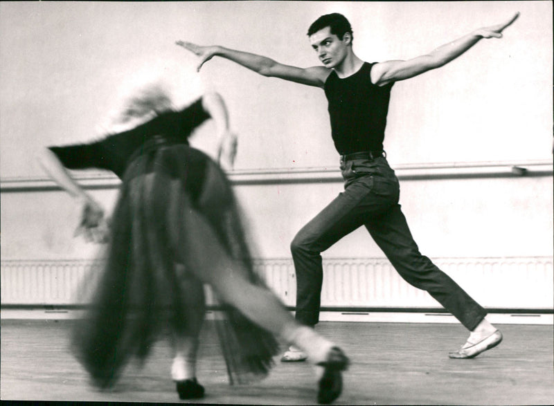 "The bride's purchase" at MalmÃ¶ city theater. Here Inga Berggren and Emerique Gutierrez rehearse in MalmÃ¶ City Theater's ballet - Vintage Photograph