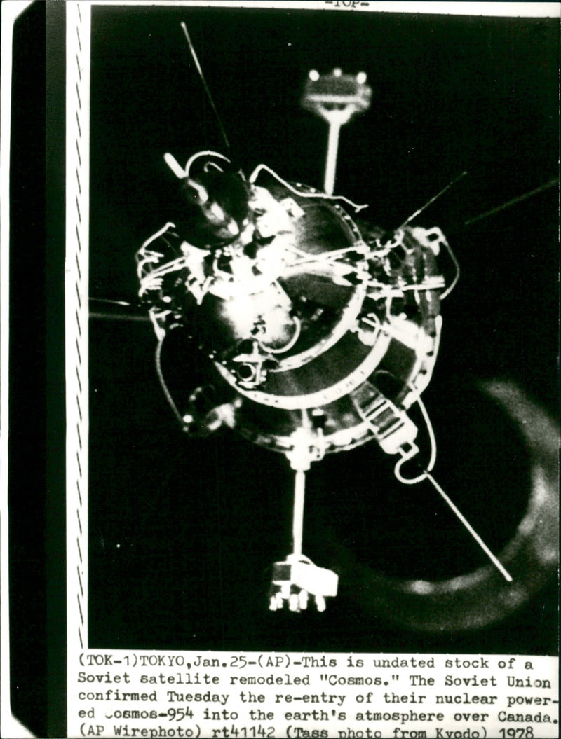 This is Undated Stock of a Soviet  Satellite Remodeled "Cosmos" - Vintage Photograph