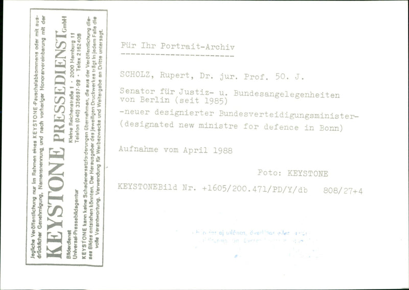 Rupert Scholz, tysk försvarsminister - Vintage Photograph