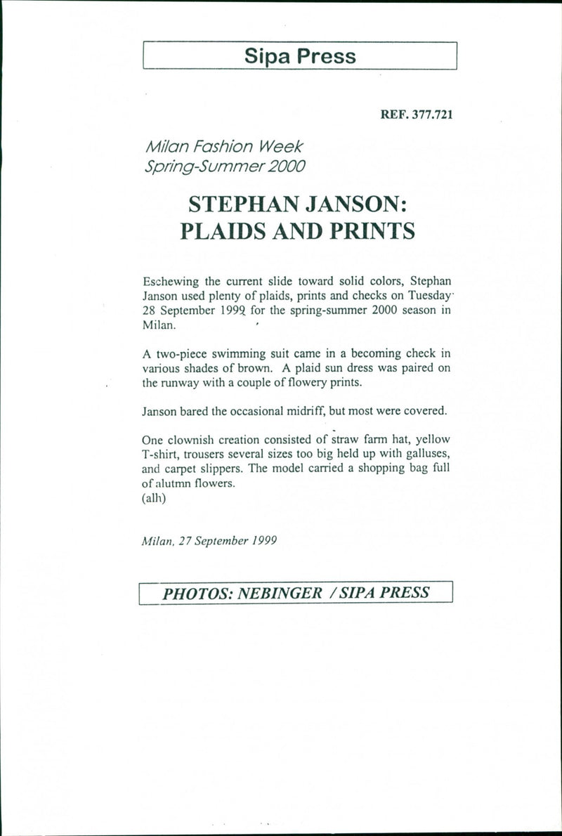 Milan Fashion Week Spring-summer 2000 - Vintage Photograph