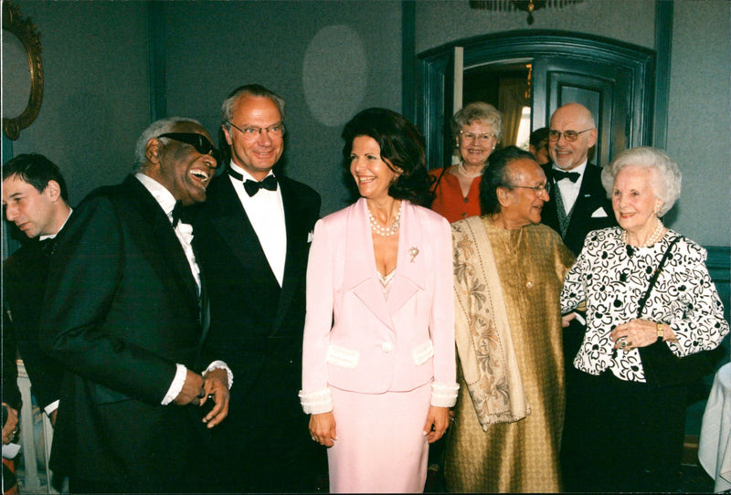 Music Polar award winner Ray Charles, King Carl Gustaf and Queen Silvia - Vintage Photograph