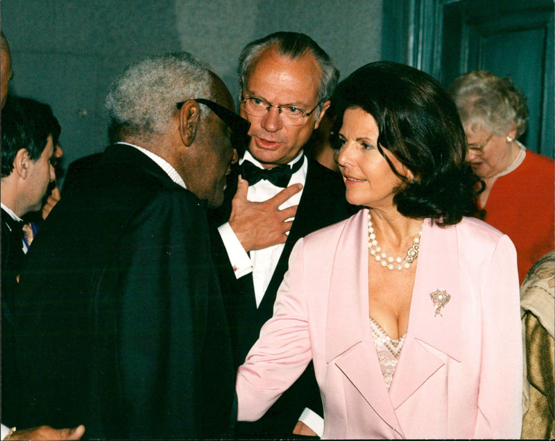 Music Polar award winner Ray Charles and King Carl Gustaf and Queen Silvia - Vintage Photograph