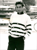 Male Model Wearing A Pants and Loose Tshirt From Ermenegildo Zegna Primavera / Estate 1989 Collection - Vintage Photograph