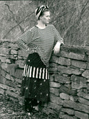 Model Wearing a Loose Striped Tshirt and A Cap in Gotland - Vintage Photograph