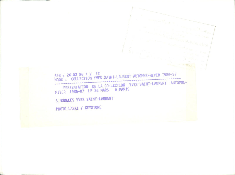 Three Models of Yves Saint-Laurent's Autumn Winter Collection 1986-1987 - Vintage Photograph