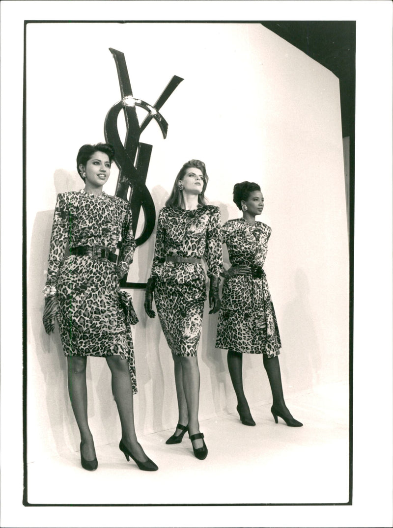 Three Models of Yves Saint-Laurent's Autumn Winter Collection 1986-1987 - Vintage Photograph