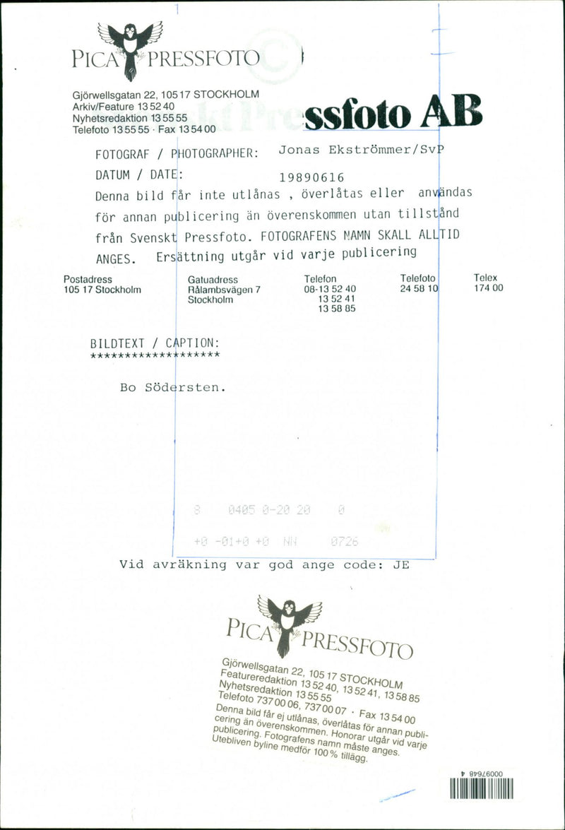 Во Södersten Politician - Vintage Photograph