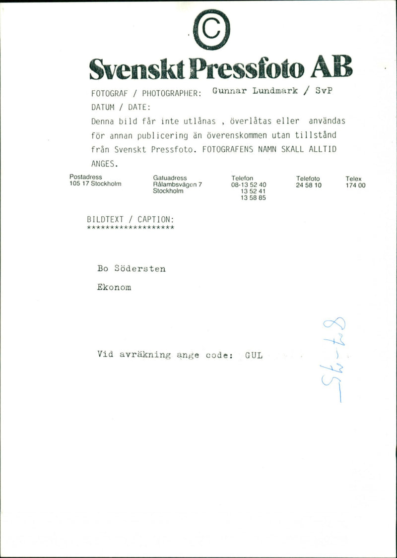 Во Södersten Politician - Vintage Photograph