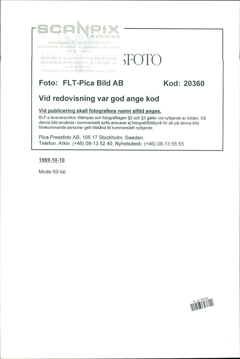 Female Model Wearing a Dress of 60's Fashion - Vintage Photograph