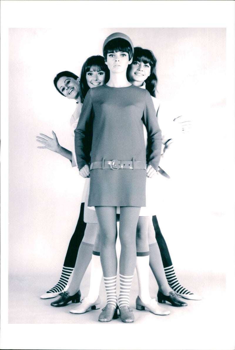 Female Model Wearing a Dress of 60's Fashion - Vintage Photograph