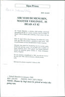 1999 VIOLINIST CREATED DIED CONCERTO MENDELSSOHNS BRITISH BECAME ENGLAND PRESS - Vintage Photograph