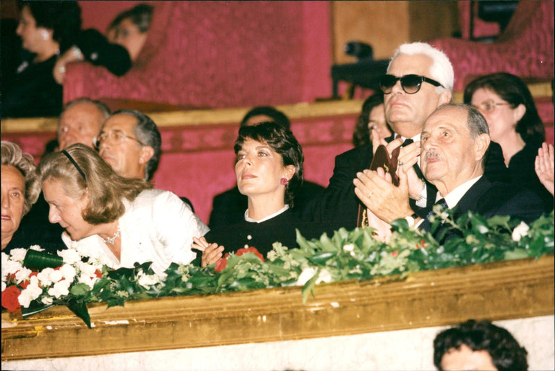 Monaco Ballet's gala evening in Paris. Princess Caroline together with designer Karl Lagerfeld - Vintage Photograph