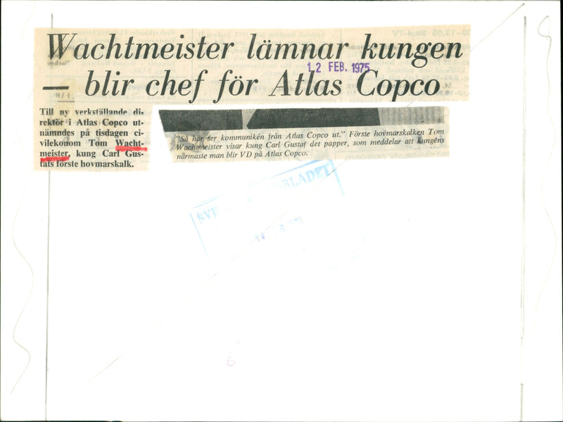 Tom Wachtmeister and Carl XVI Gustaf. - Vintage Photograph