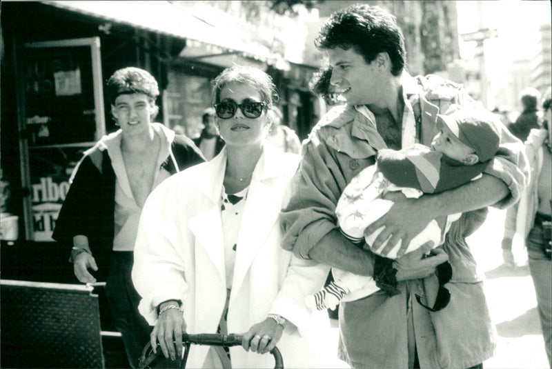 Lorenzo Lamas with his wife Michelle Nicastro and son Alvaro Joshua - Vintage Photograph