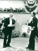 Nobel Prize Winner 1978 Isaac Bashevis Singer just Received His Prize Handed by King Carl XVI Gustaf of Sweden - Vintage Photograph