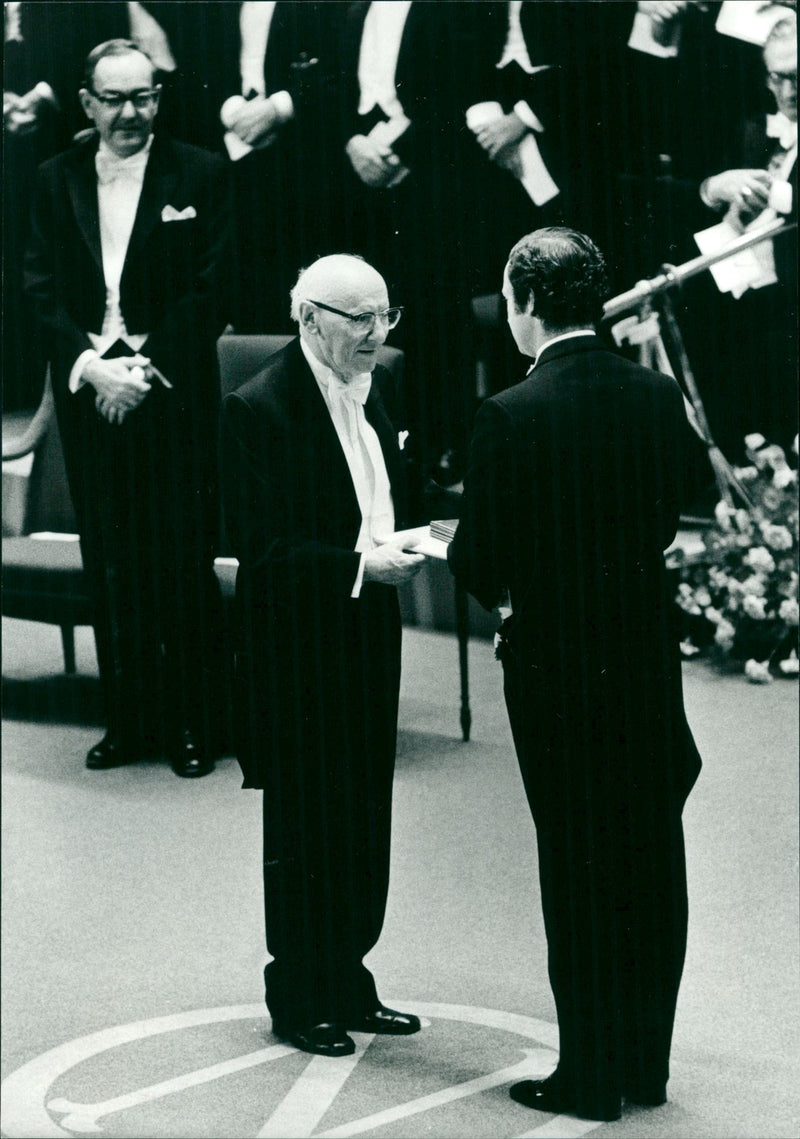 Isaac Bashevis Singer Received the Nobel Prize in 1978 Handed by King Carl XVI Gustaf of Sweden - Vintage Photograph