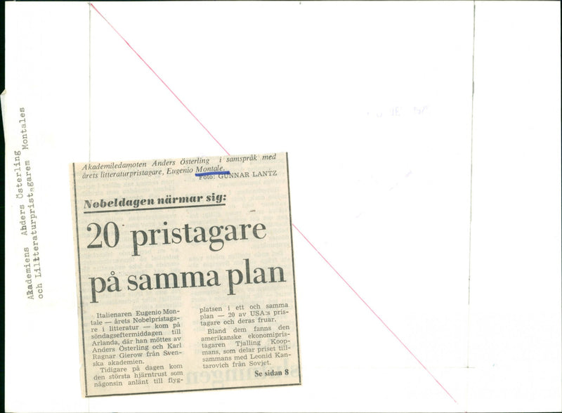 Eugenio Montale and Anders Österling. - Vintage Photograph