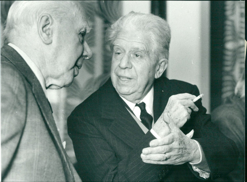 Eugenio Montale and Anders Österling. - Vintage Photograph