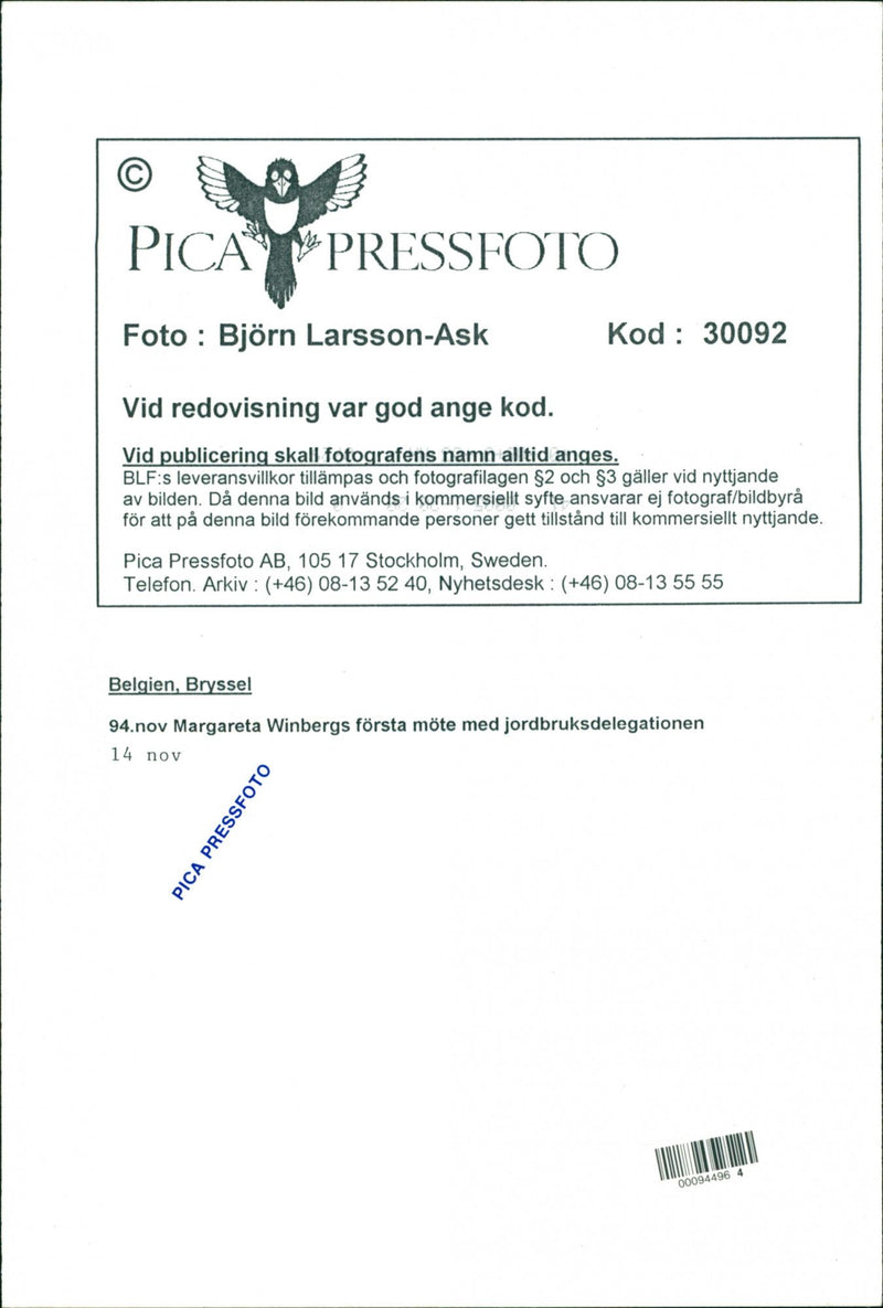 Margareta Winberg, Politician. - Vintage Photograph