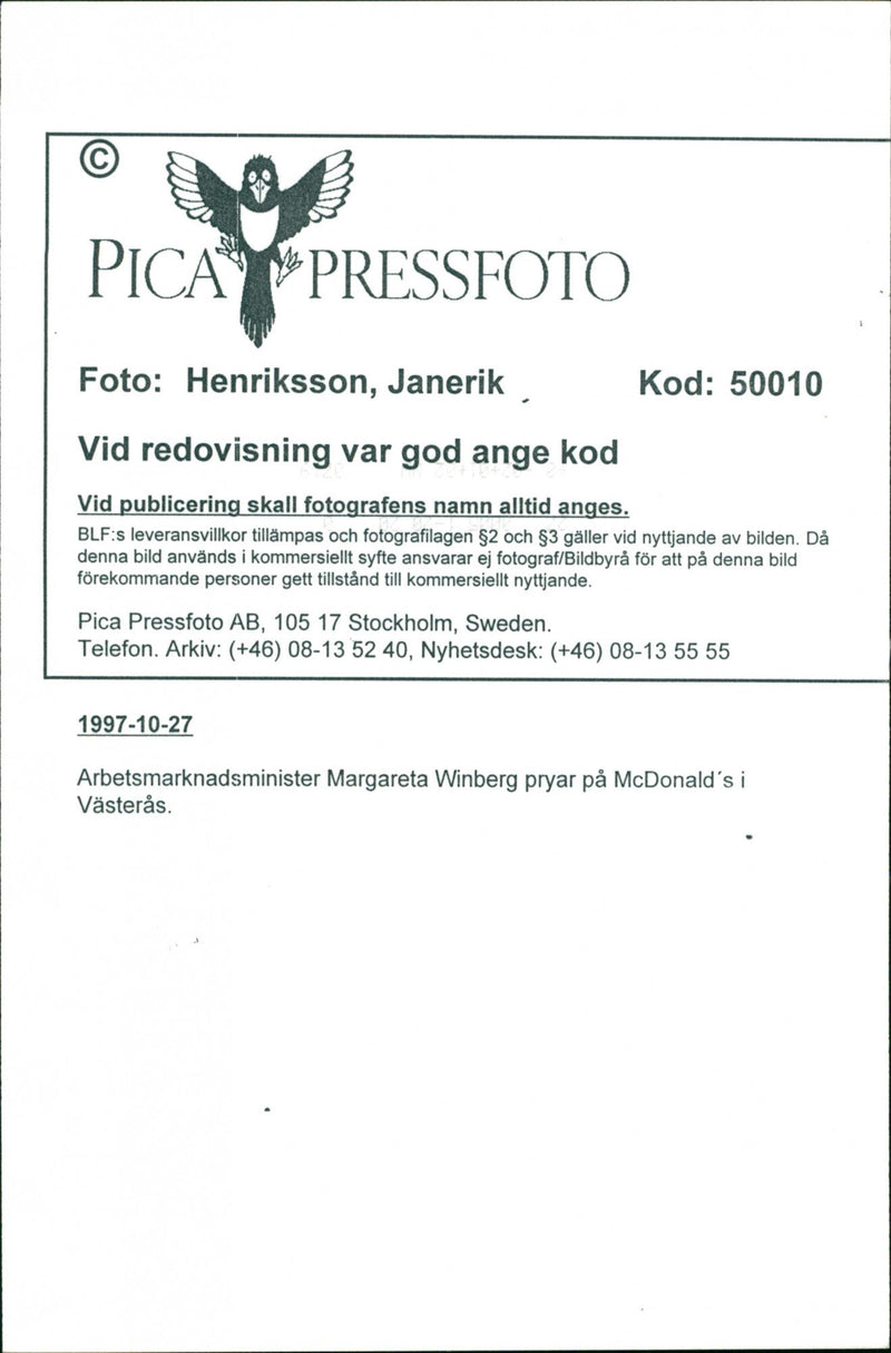 Margareta Winberg, Politician. - Vintage Photograph