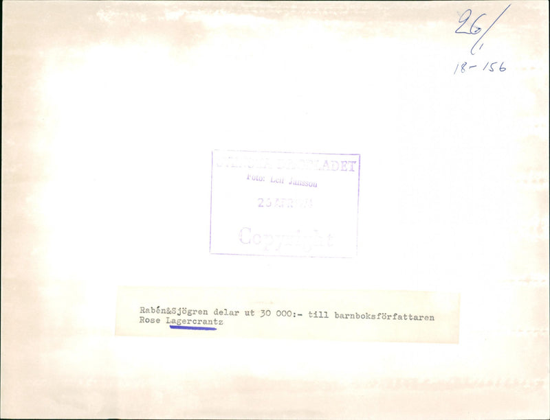 Rose Lagercrantz, Writer - Vintage Photograph