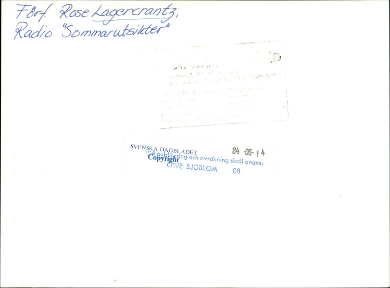 Rose Lagercrantz, Writer - Vintage Photograph