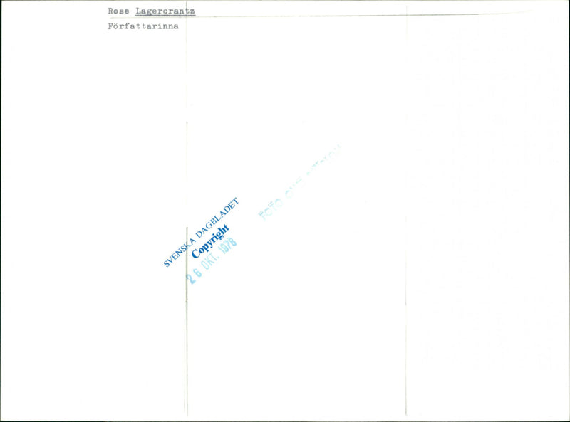 Rose Lagercrantz, Writer - Vintage Photograph