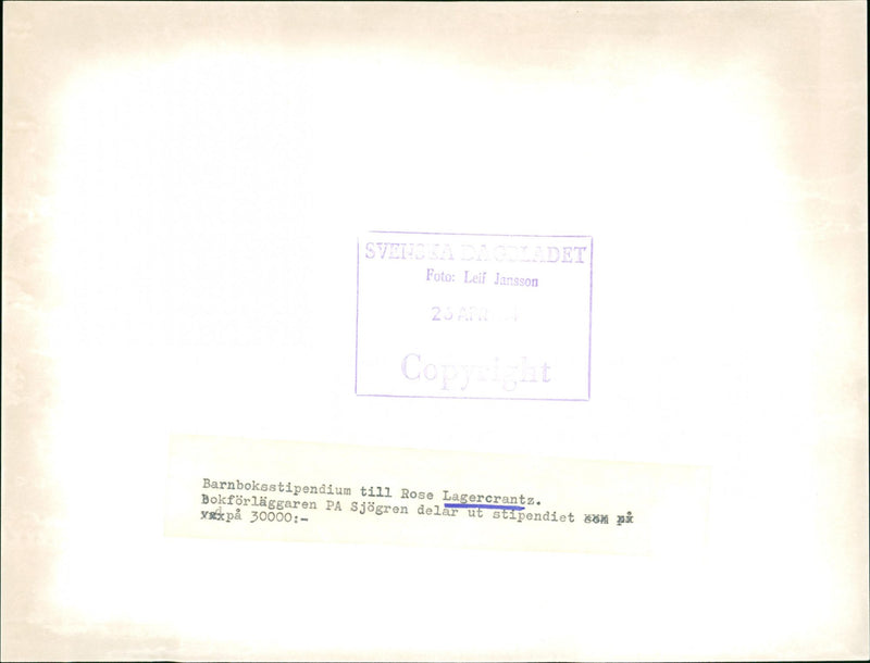 Rose Lagercrantz, Writer - Vintage Photograph