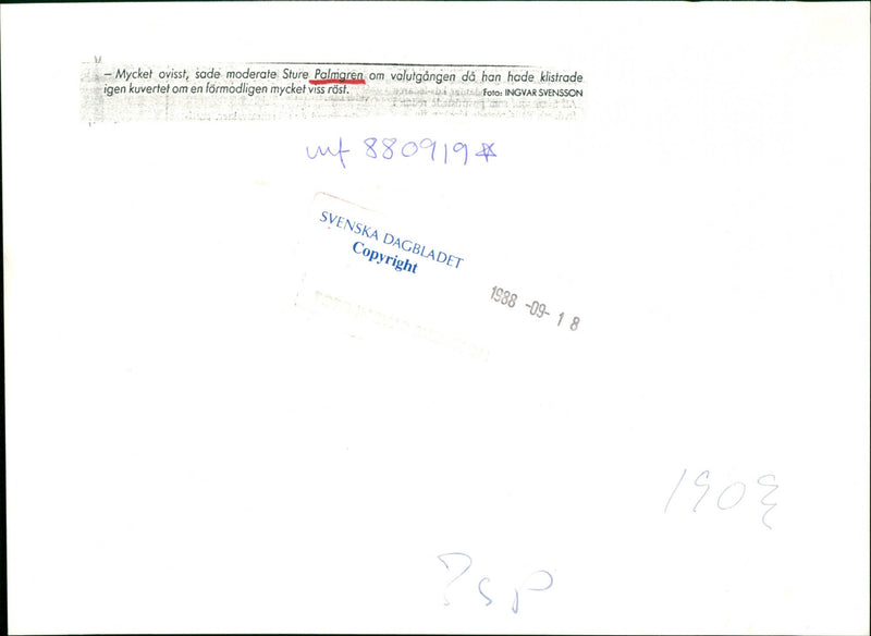 Sture Palmgren, Politician. - Vintage Photograph