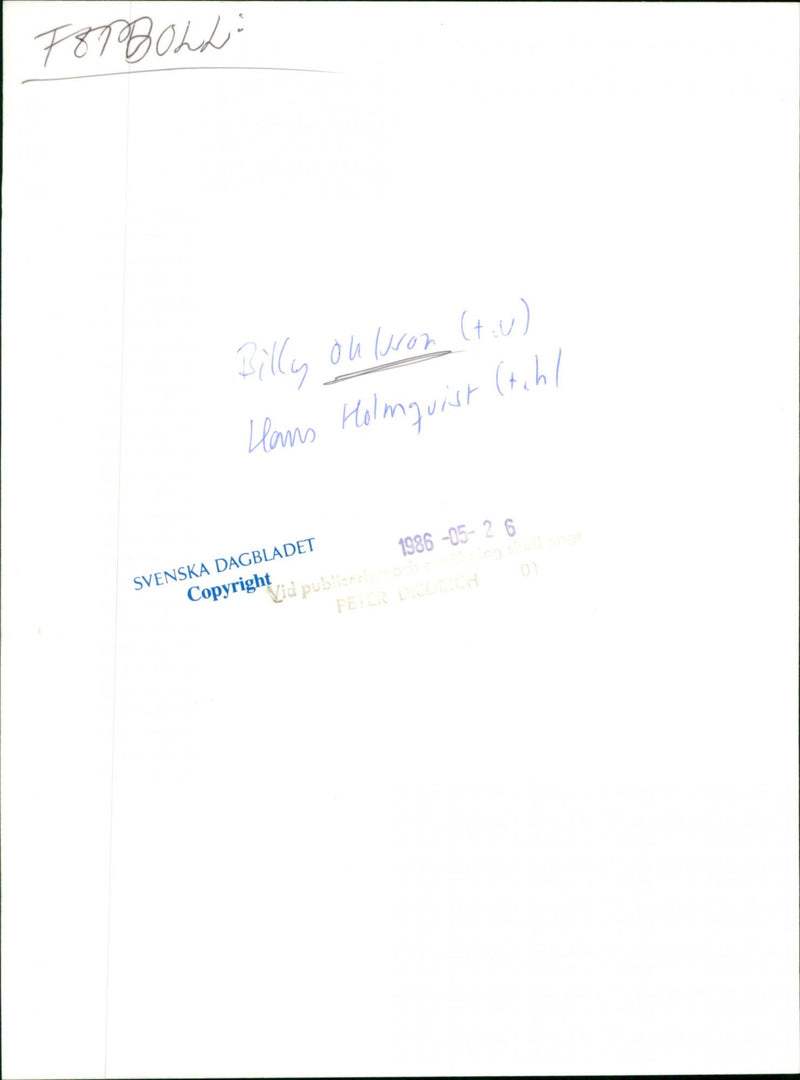 Billy Ohlsson and Hans Holmqvist - Vintage Photograph
