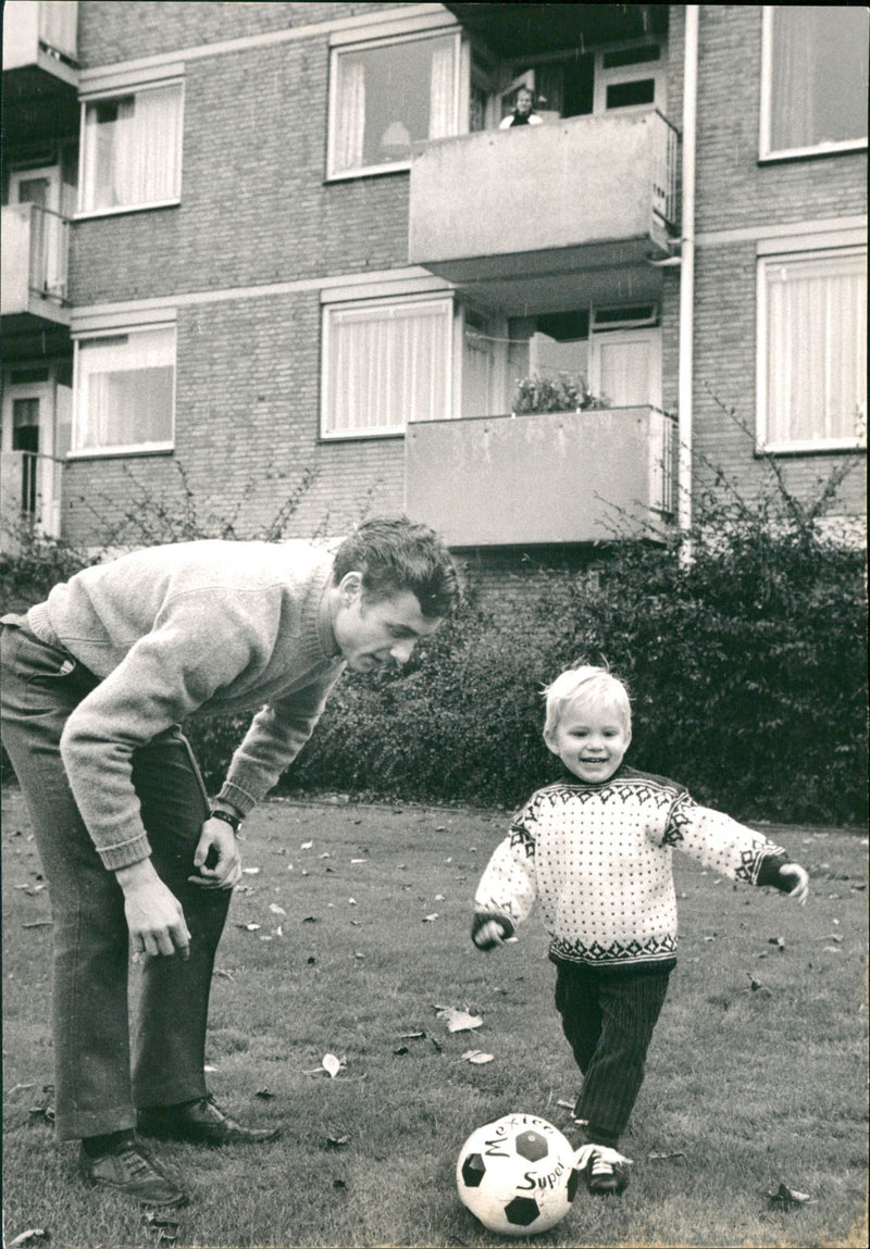 Swedish footballer Ove Kindvall, with his son, Niclas Kindvall. - Vintage Photograph