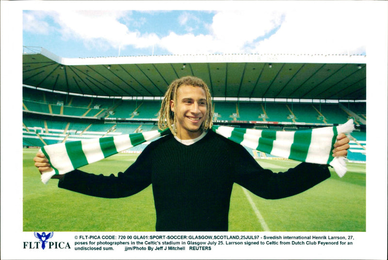 Henrik Larsson in the Celtic's stadium in Glasgow - Vintage Photograph