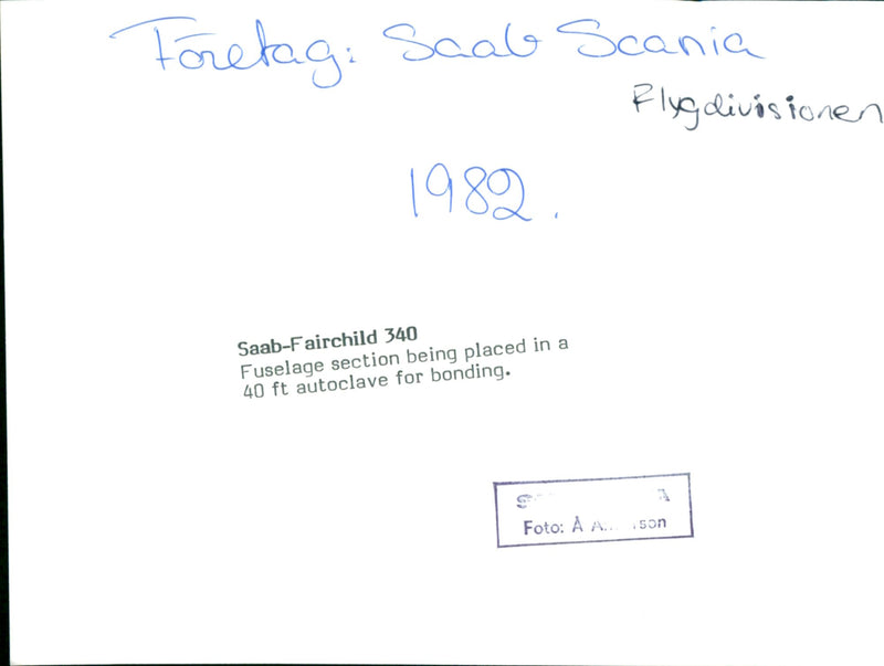 Company: Saab-Scania, Aviation Division - Vintage Photograph